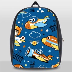 Seamless-pattern-with-nice-planes-cartoon School Bag (xl) by Jancukart