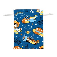 Seamless-pattern-with-nice-planes-cartoon Lightweight Drawstring Pouch (l) by Jancukart