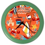 Seamless-pattern-vector-beach-holiday-theme-set Color Wall Clock Front