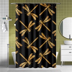 Golden-dragonfly-seamless-pattern-textile-design-wallpaper-wrapping-paper-scrapbooking Shower Curtain 48  X 72  (small)  by Jancukart