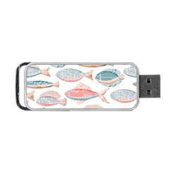 Hand-drawn-seamless-pattern-with-cute-fishes-doodle-style-pink-blue-colors Portable Usb Flash (one Side) by Jancukart