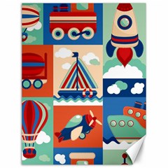 Toy-transport-cartoon-seamless-pattern-with-airplane-aerostat-sail-yacht-vector-illustration Canvas 12  X 16  by Jancukart