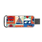 Toy-transport-cartoon-seamless-pattern-with-airplane-aerostat-sail-yacht-vector-illustration Portable USB Flash (Two Sides) Front