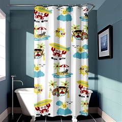 Vector-pattern-with-funny-animals-cartoon-summer-holiday-beach Shower Curtain 36  X 72  (stall)  by Jancukart