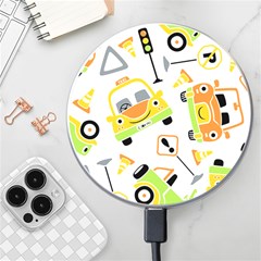 Seamless-pattern-vector-illustration-vehicles-cartoon Wireless Charger by Jancukart