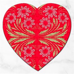 Folk Flowers Print Floral Pattern Ethnic Art Jigsaw Puzzle (heart) by Eskimos