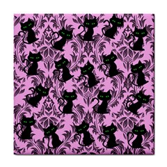 Pink Cats Tile Coaster by NerdySparkleGoth