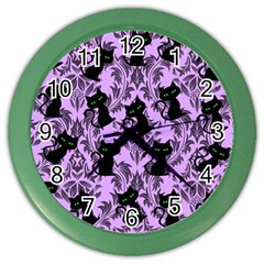 Purple Cats Color Wall Clock by NerdySparkleGoth