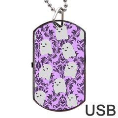 Purple Ghosts Dog Tag Usb Flash (one Side) by NerdySparkleGoth