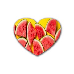 Watermelon Rubber Heart Coaster (4 Pack) by artworkshop