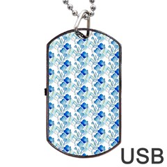 Flowers Pattern Dog Tag Usb Flash (two Sides) by Sparkle