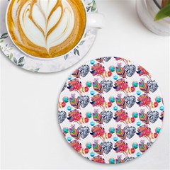 Flowers Diamonds Pattern Uv Print Round Tile Coaster by Sparkle