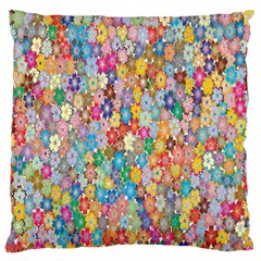 Floral Flowers Large Flano Cushion Case (one Side) by artworkshop