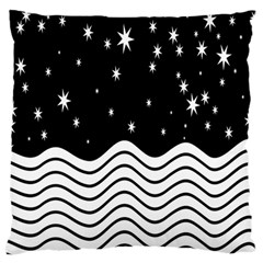 Black And White Waves And Stars Abstract Backdrop Clipart Large Flano Cushion Case (two Sides) by Amaryn4rt