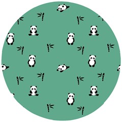 Pandas Pattern Wooden Puzzle Round by artworkshop