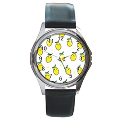 Pattern Lemon Texture Round Metal Watch by artworkshop