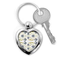 Folk Flowers Print Floral Pattern Ethnic Art Key Chain (heart) by Eskimos