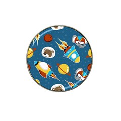 Seamless-pattern-vector-with-spacecraft-funny-animals-astronaut Hat Clip Ball Marker by Jancukart