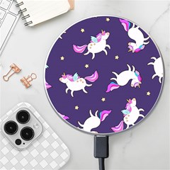 Fantasy-fat-unicorn-horse-pattern-fabric-design Wireless Charger by Jancukart