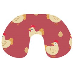 Cute-chicken-eggs-seamless-pattern Travel Neck Pillow by Jancukart