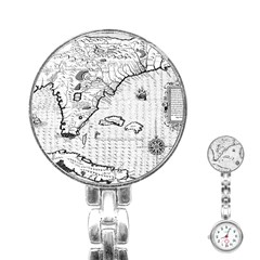 Florida-map-antique-line-art Stainless Steel Nurses Watch by Jancukart