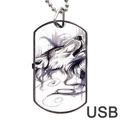 Tattoo-ink-flash-drawing-wolf Dog Tag Usb Flash (one Side) by Jancukart