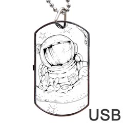 Astronaut-moon-space-astronomy Dog Tag Usb Flash (two Sides) by Jancukart