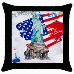 Statue Of Liberty Independence Day Poster Art Throw Pillow Case (black) by Jancukart