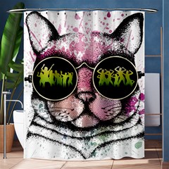 Black-cat-head Shower Curtain 60  X 72  (medium)  by Jancukart