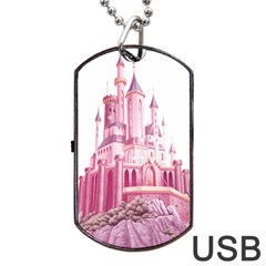 Pink Castle Dog Tag Usb Flash (two Sides) by Jancukart