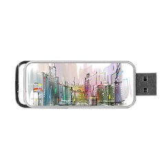 Drawing-watercolor-painting-city Portable Usb Flash (two Sides) by Jancukart