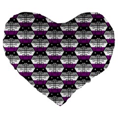 Hackers Town Void Mantis Hexagon Asexual Ace Pride Flag Large 19  Premium Flano Heart Shape Cushions by WetdryvacsLair