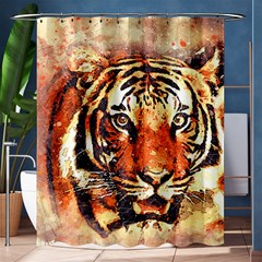 Tiger-portrait-art-abstract Shower Curtain 60  X 72  (medium)  by Jancukart