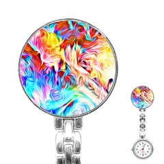 Background-drips-fluid-colorful- Stainless Steel Nurses Watch by Jancukart