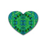 Vines Of Beautiful Flowers On A Painting In Mandala Style Rubber Coaster (Heart) Front