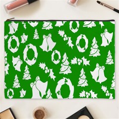 Green  Background Card Christmas  Cosmetic Bag (xxxl) by artworkshop