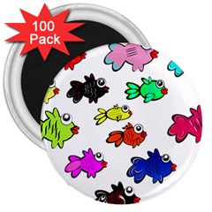 Fish Fishes Marine Life Swimming Water 3  Magnets (100 Pack) by Sapixe