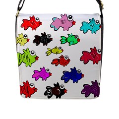 Fish Fishes Marine Life Swimming Water Flap Closure Messenger Bag (l) by Sapixe