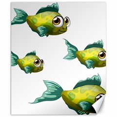 Fish Vector Green Canvas 8  X 10  by Sapixe