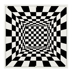 Black And White Chess Checkered Spatial 3d Banner And Sign 4  X 4  by Sapixe