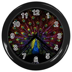 Beautiful Peacock Feather Wall Clock (black) by Jancukart