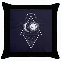 Moon And Sun Black Throw Pillow Case by NiOng