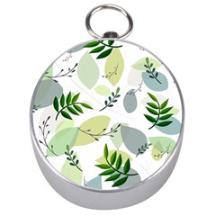 Leaves Foliage Pattern Abstract Silver Compasses by Amaryn4rt