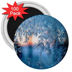 Frost Winter Morning Snow Season White Holiday 3  Magnets (100 Pack) by artworkshop