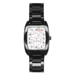 Math Formula Pattern Stainless Steel Barrel Watch by Wegoenart