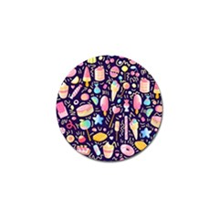 Cute-seamless-pattern-with-colorful-sweets-cakes-lollipops Golf Ball Marker by Wegoenart