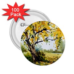 Landscape Painting Meadow Garden 2 25  Buttons (100 Pack)  by Wegoenart