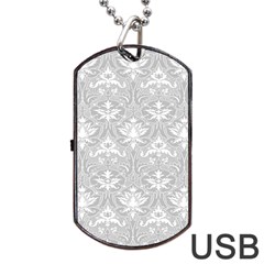 Grey Lace Decorative Ornament - Pattern 14th And 15th Century - Italy Vintage Dog Tag Usb Flash (one Side) by ConteMonfrey