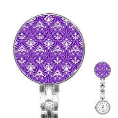 Purple Lace Decorative Ornament - Pattern 14th And 15th Century - Italy Vintage  Stainless Steel Nurses Watch by ConteMonfrey