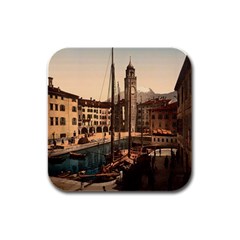  The Harbor, Riva, Lake Garda, Italy 1890-1900 Rubber Square Coaster (4 Pack) by ConteMonfrey